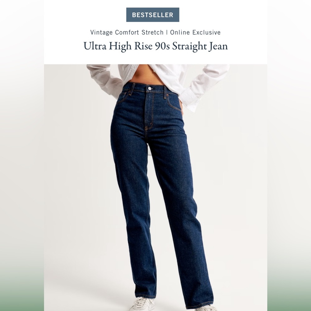 Abercrombie ultra high rise 90s straight jeans never worn size 26long